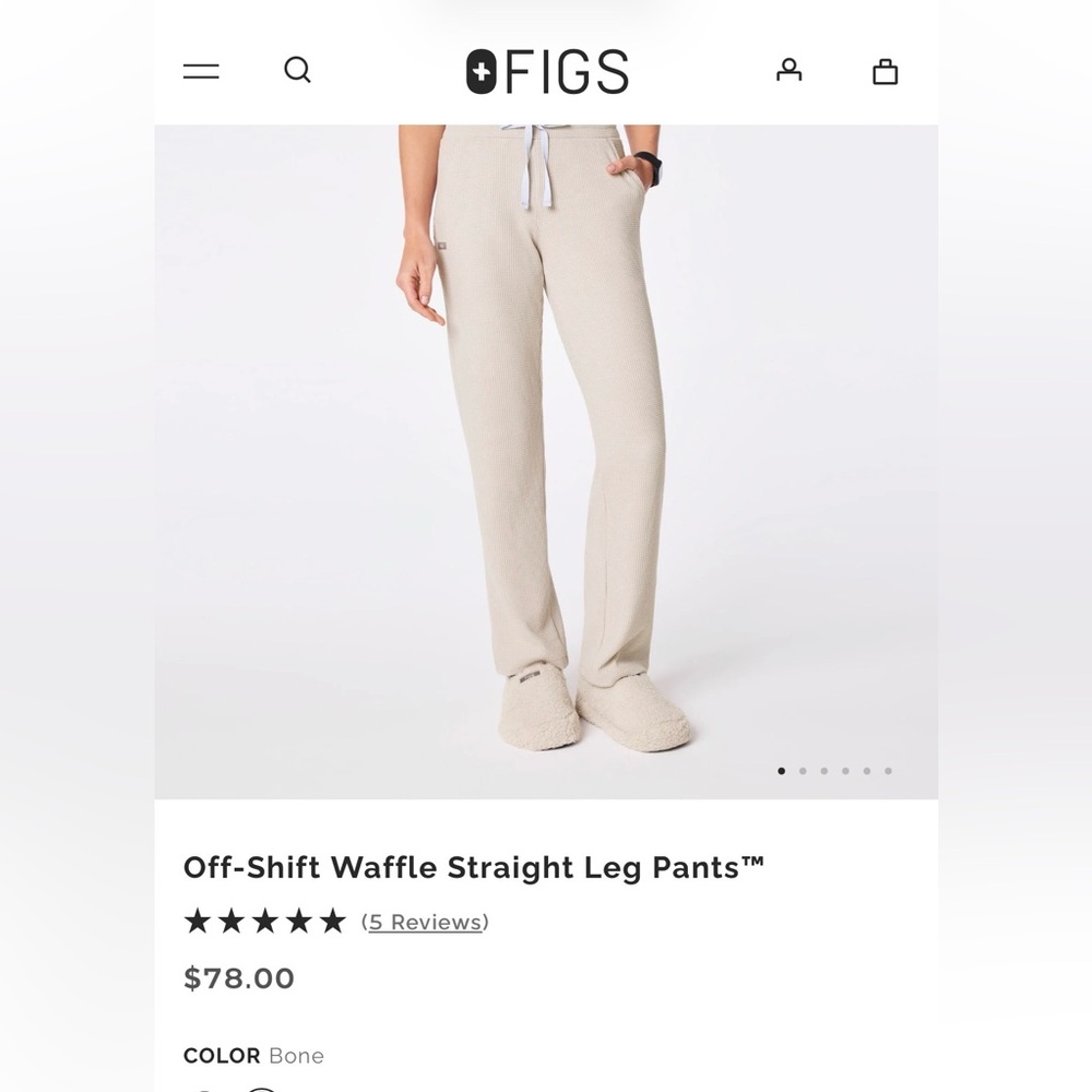 Figs Waffle Knit Straight Leg Pants in Gray